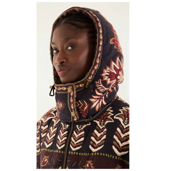 Farm Rio Brown Winter Ainika Puffer Jacket Size Medium - Picture 5 of 12